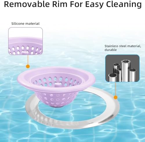 Silicone Strainer for Kitchen Sink, 2 Pack, Stainless Steel