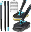 Long-Handled Shower Scrub Brush, 3-in-1, Black