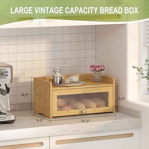 JANSNIMEN Vintage Bread Box for Kitchen Countertop Farmhouse Bread Holder