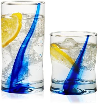 Libbey Blue Ribbon Tumbler and Rocks Drinking Glass Set of 8
