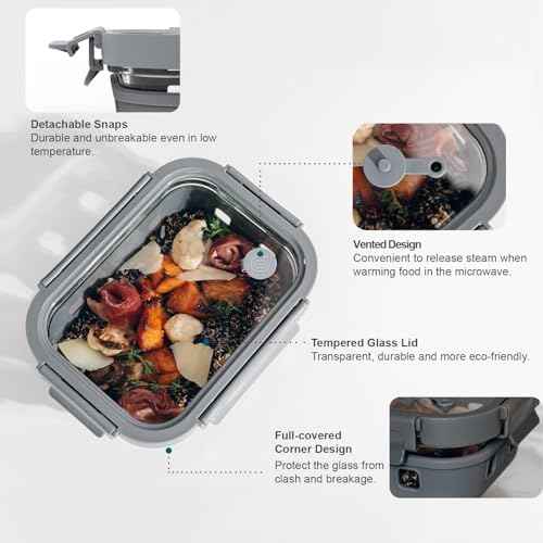 GENICOOK 5-Pack 35 Oz Glass Meal Prep Containers with Lids