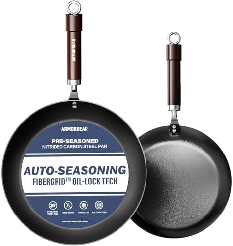 2-Piece Auto-Seasoning Carbon Steel Pan Set 10 & 12 Inch, Deep