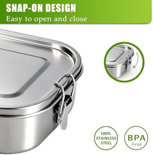 Stainless Steel Bento Box for Adults, 47oz (1400ml) Large