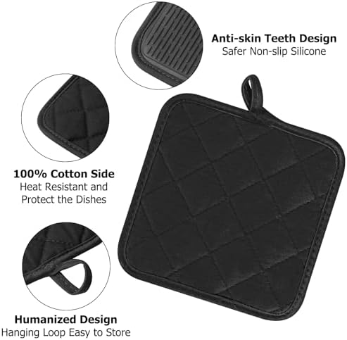 Oven Mitt and Pot Holder Set, Pack of 4, Silicone
