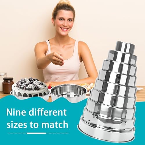9 Pcs Cake Pans Stainless Steel 4 Inch 6 Inch 7 Inch 8 Inch 9 Inch