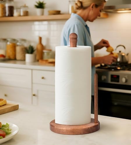 Acacia Wood Paper Towel Holder for Jumbo Rolls