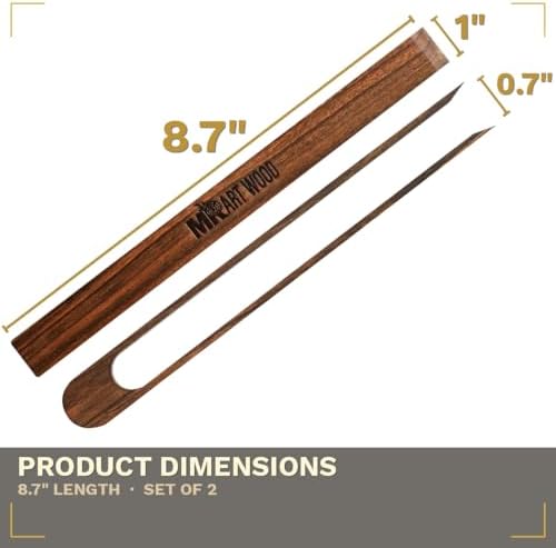 Magnetic Dark Wood Toaster Tongs, Set of 2, 8.7-Inch