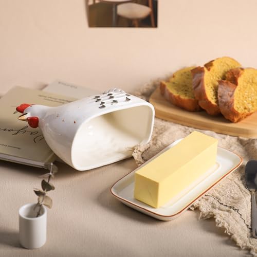Colias Wing Retro Hen Ceramic Butter Dish with Lid Butter Keeper