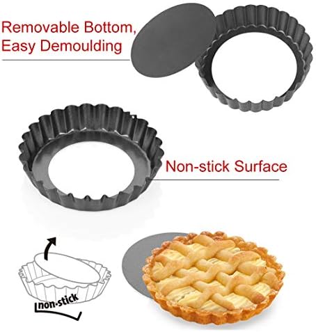 Mini Tart Pans, Nonstick 4 Inch Mini Quiche Pan Removable Bottom Tart