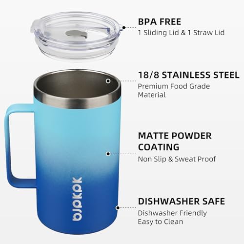 BJPKPK 25oz Insulated Coffee Mug with Handle, Stainless Steel Travel