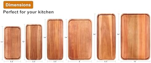 16" x 6.5" Large Wooden Serving Trays Rectangle Serving Platter for