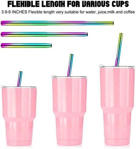 Zubebe 8 Pack Metal Reusable Straw Collapsible Straws with Plastic