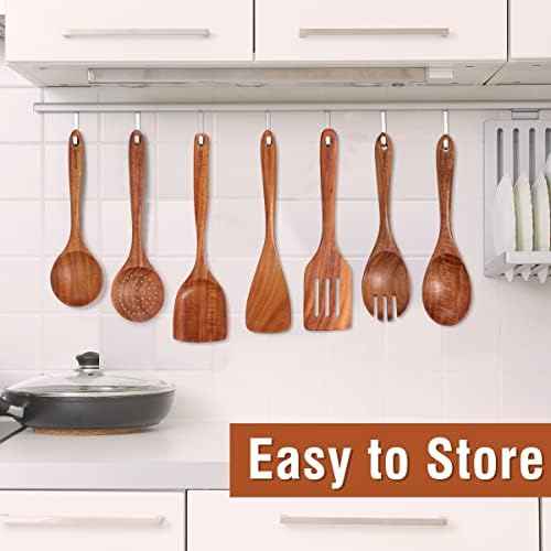 Mooues 9-Piece Natural Teak Kitchen Utensil Set
