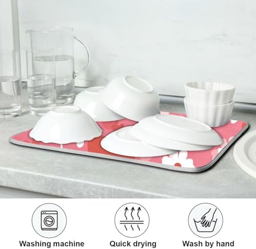 OTVEE Music Bloom Art Dish Drying Mat for Kitchen Counter Absorbent