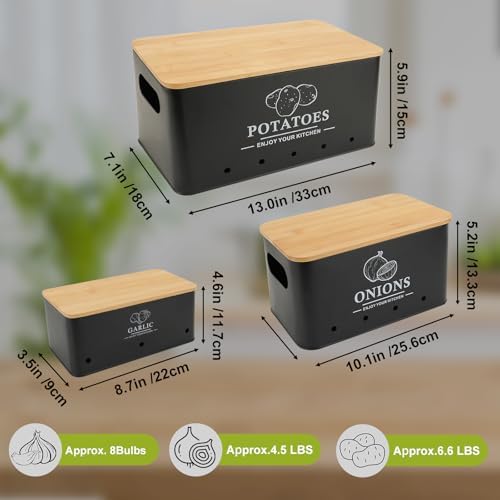 3-Piece Vegetable Storage Set with Bamboo Lids