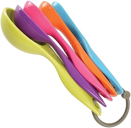 R&M Colorful Measuring Spoons 5-Piece Set – Plastic Nesting Measuring