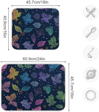 OTVEE Rainbow Holiday Art Dish Drying Mat for Kitchen Counter