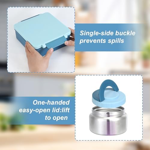 Bento Lunch Box with 1650ML Food Jar, 4 Compartments
