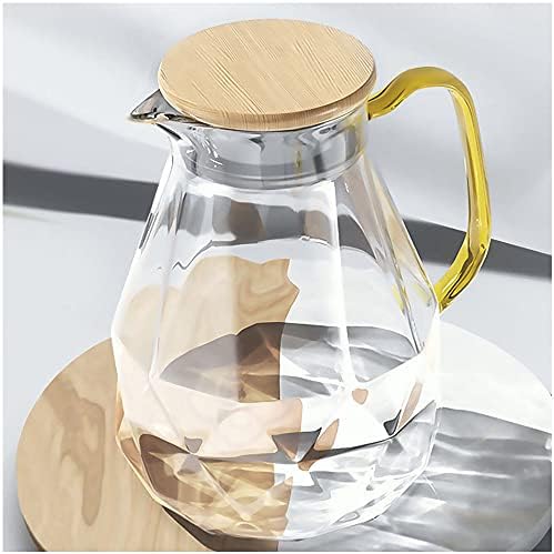 DUJUST 2 Litre Water Jug, Modern Diamond Design Glass Jug with Lid and