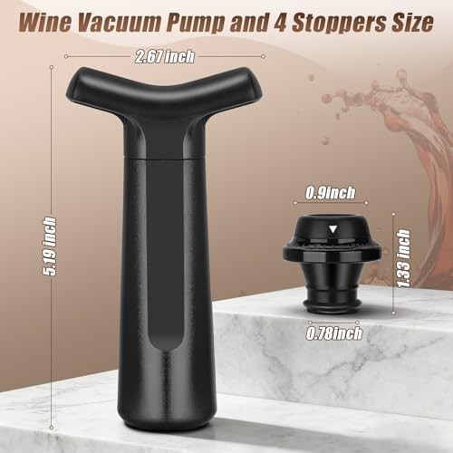 Wine Stopper, Wine Saver Vacuum Pump with 4 Reusable Stoppers, Wine