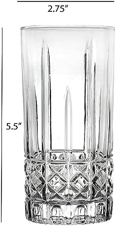 Lorren Home Trends Tall 12 Ounce Drinking Glass-Textured Cut Glass
