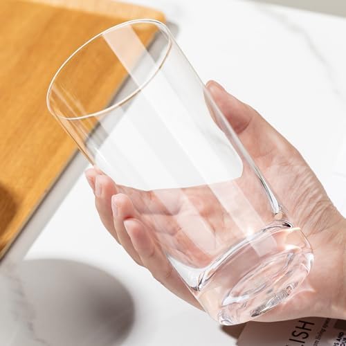 Water Glasses Set of 6, 13.5 oz Glass Cups with Heavy Base