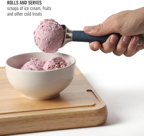 Calphalon Edge Ice Cream Scoop, Stainless Steel Ice Cream Scoop with