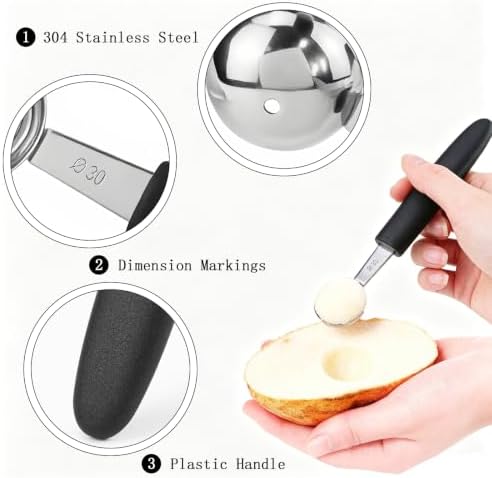 5 Pcs Stainless Steel Fruit Scoop Set with Heart Shaped Scoop
