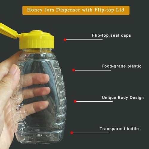 2 Pack Empty Plastic Honey Bottles with Funnel, 180ml Squeeze Honey