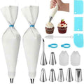 17-Piece Piping Bags and Tips Set, 2 Reusable 16 Inch Cotton Pastry