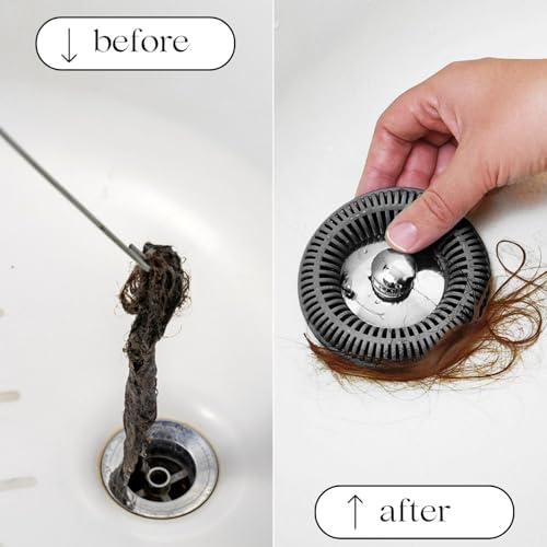 TubRing & SinkRing Charcoal Gray Combo – Bathroom Drain Hair Catcher