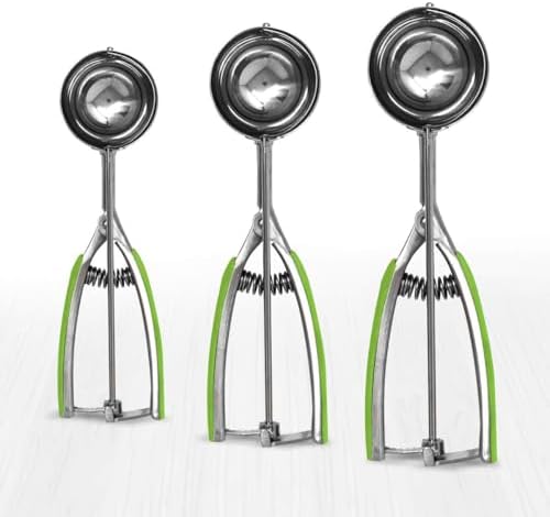 Millvado 3 Pack Stainless Steel Ice Cream and Cookie Scoops | With