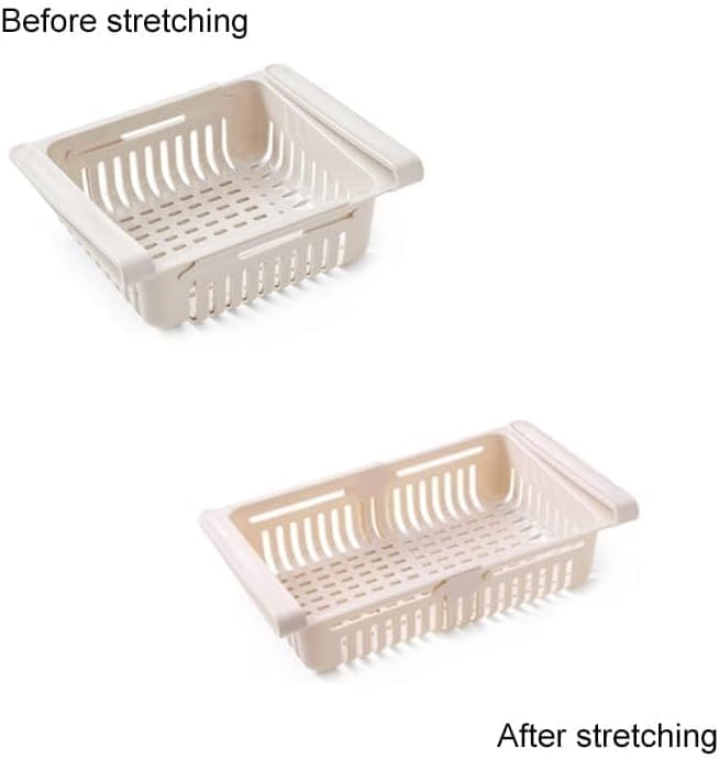 Cyrank Multifunction Fridge Drawer Organizer, Retractable Drawer