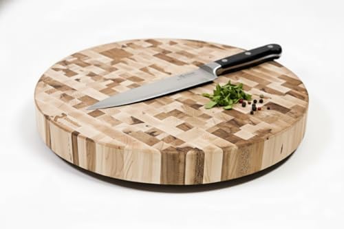 Canadian Maple Round End Grain Chopping Block, 18 x 2 Inches