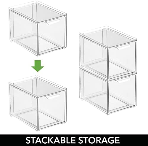 mDesign Kitchen Storage Drawer Box – Plastic Storage Box with Pull-Out