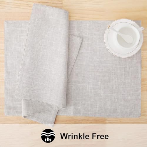 homing Faux Cotton Linen Placemats Set of 6, Cloth Dining Table Mats