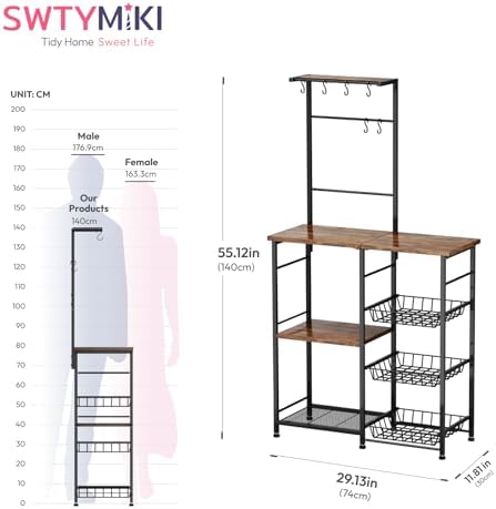 SWTYMIKI Bakers Rack with Storage, Espresso
