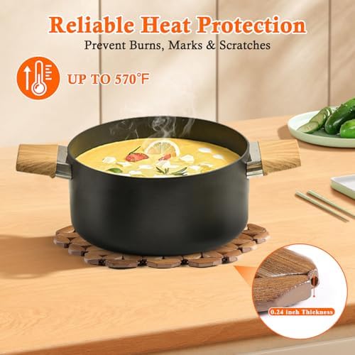 9 Pack Bamboo Trivet Mat for Hot Dishes, 6.5/8.3/10 Inch Heat