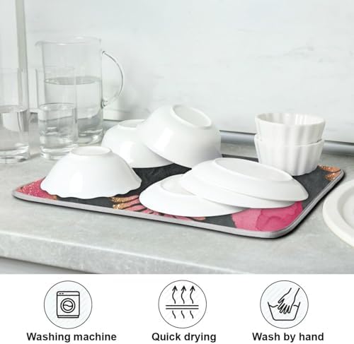 OTVEE Romantic Wing Art Dish Drying Mat for Kitchen Counter Absorbent