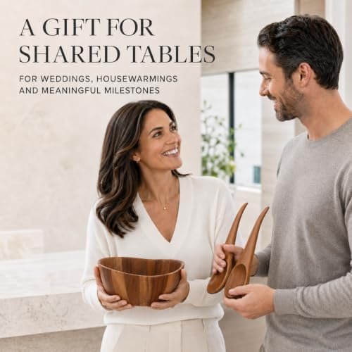 nambe Gourmet Harmony 3 Piece Wooden Salad Bowl Set | Big 12-Inch
