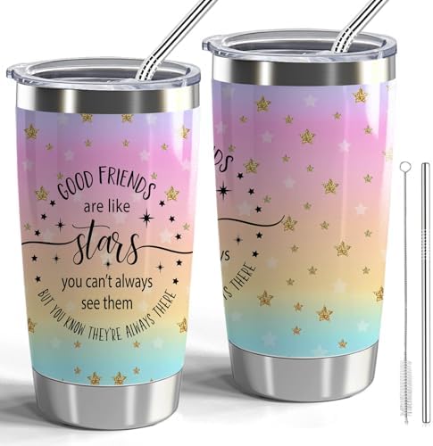 Friendship Gift 20oz Tumbler with Lid Straw(Good Friends-Star)