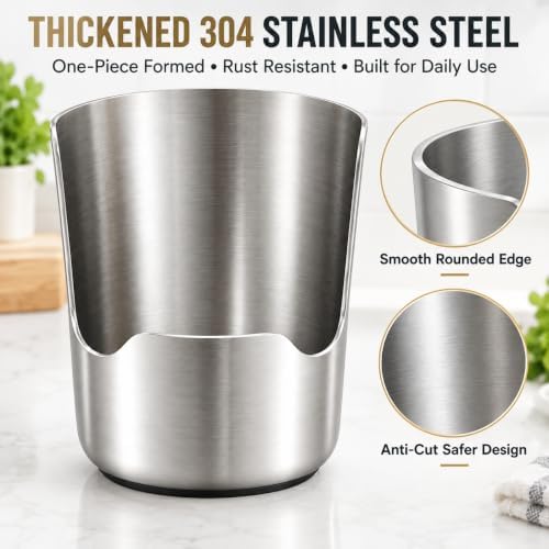 Spoon Rest with Pot Lid Holder, Thickened 304 Stainless Steel Utensil
