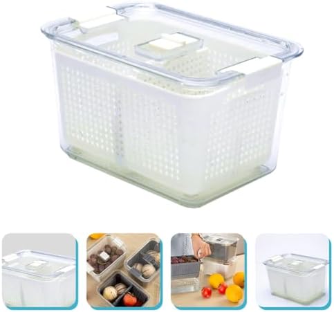 Kichvoe Refrigerator Organizer Bin Crisper Box Medium White Food