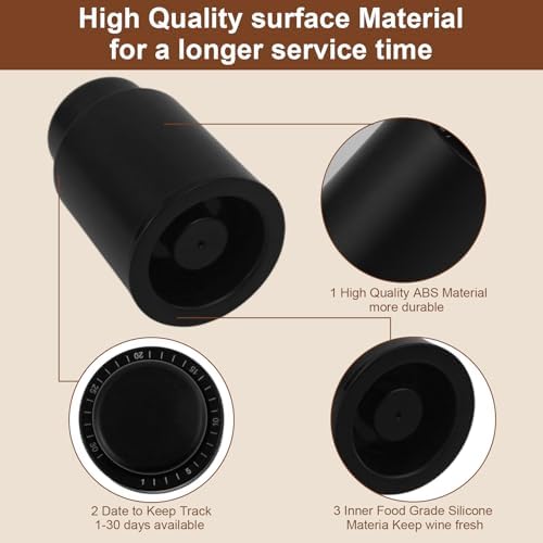 Vacuum Wine Preserver Stopper 2 PACK(Black)