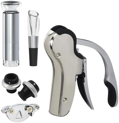 KEISSCO Stainless Steel Wine Opener Set - Compact Vertical Corkscrew