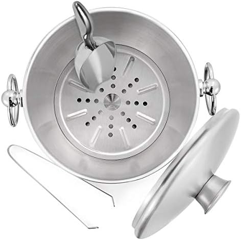 Ice Bucket with Lid, Scoop, Tongs and Strainer - Well Made Insulated