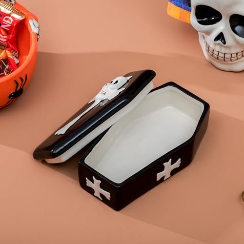 Halloween Butter Dish - Coffin Design, Ceramic, Perfect for Spooky