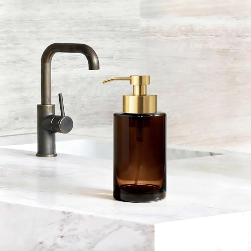 Bathroom Countertop Foaming Soap Dispenser Glass with Stainless Steel
