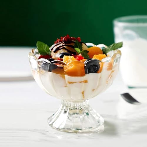 Iced Cream Dessert Bowl,Set of 6,6oz Vintage Glass ware with Heavy