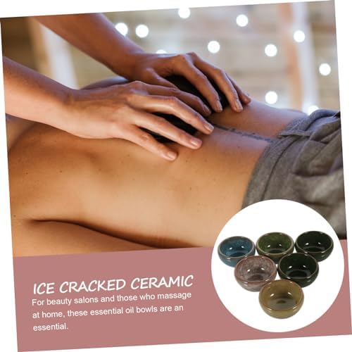 Ciieeo Essential Oil Mixing Bowl Set, 6 Pieces Ceramic Ice Cracked